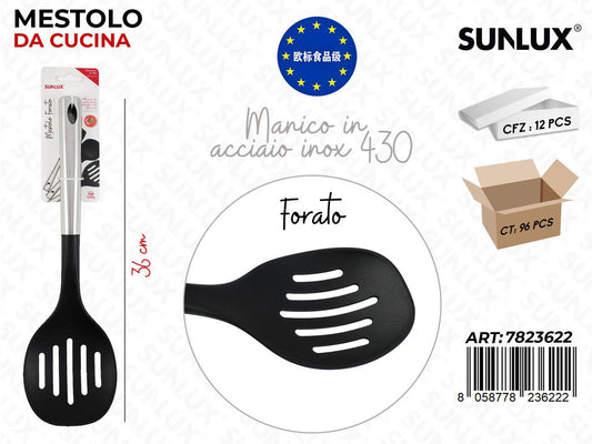 Mestolo Forato Manico Inox 430 36CM