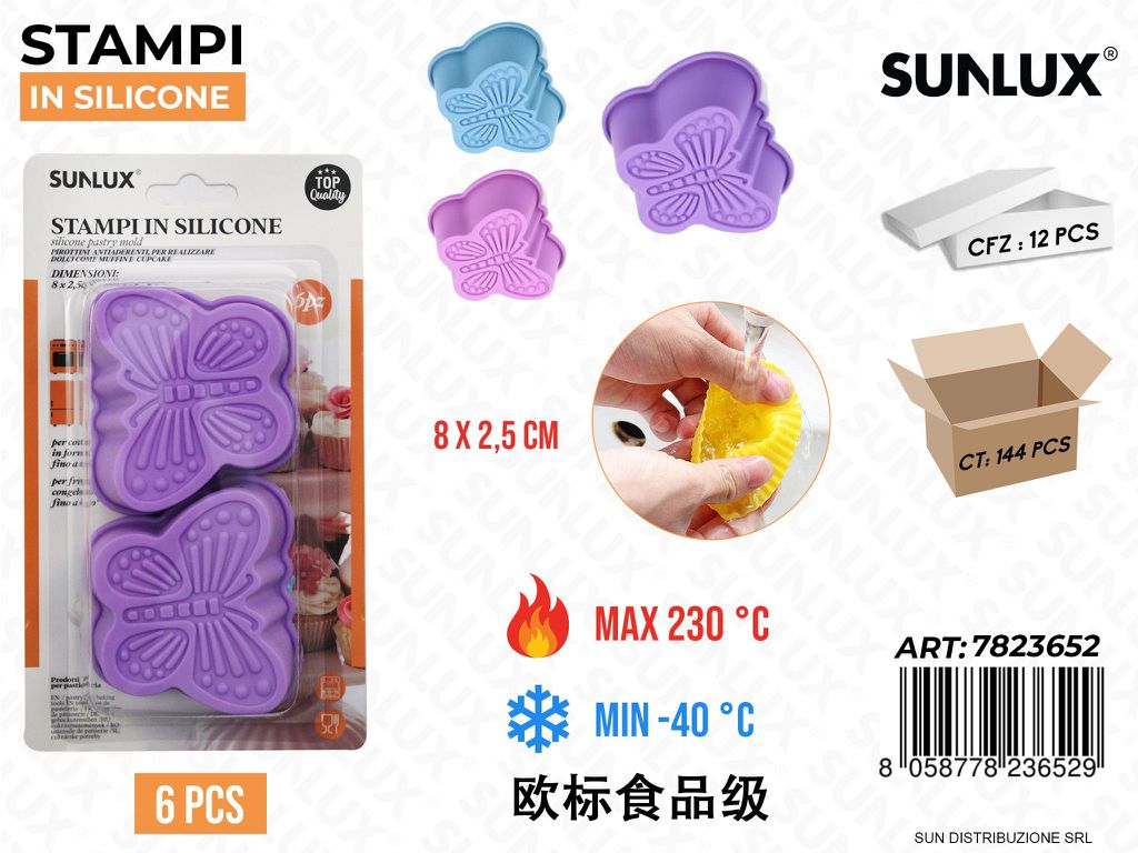 Stampi in Silicone Farfalla 6PCS 8*2.5CM