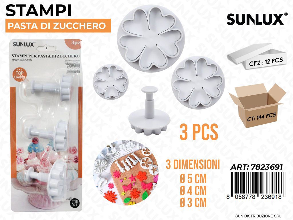 Stampi Pasta di Zucchero 3PCS Mis. Ass.