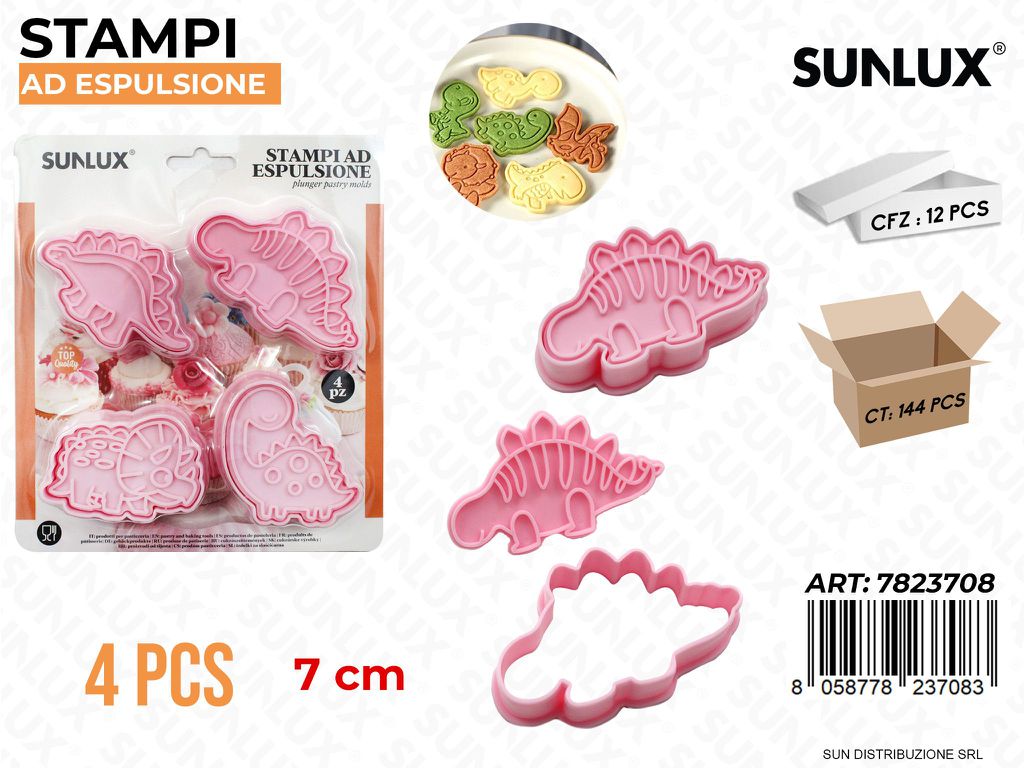Stampi Ad Espulsione Dinosauri 4PCS 7CM