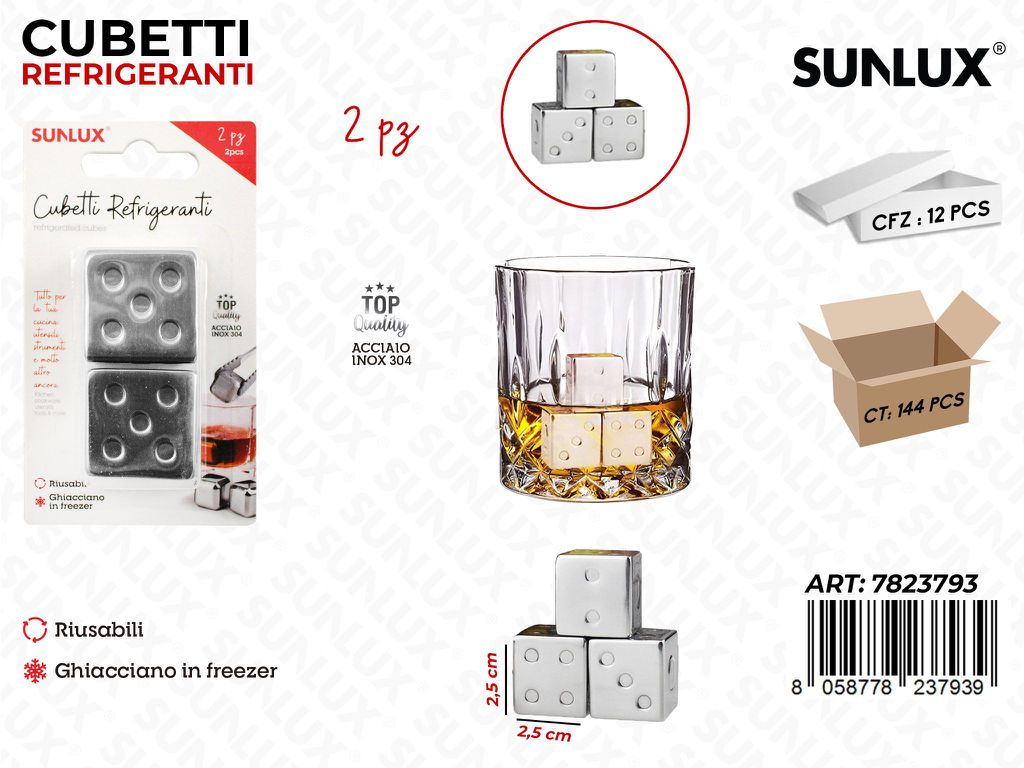 Cubetti Refrigeranti Acciaio 304 2PCS 2.5*2.5CM
