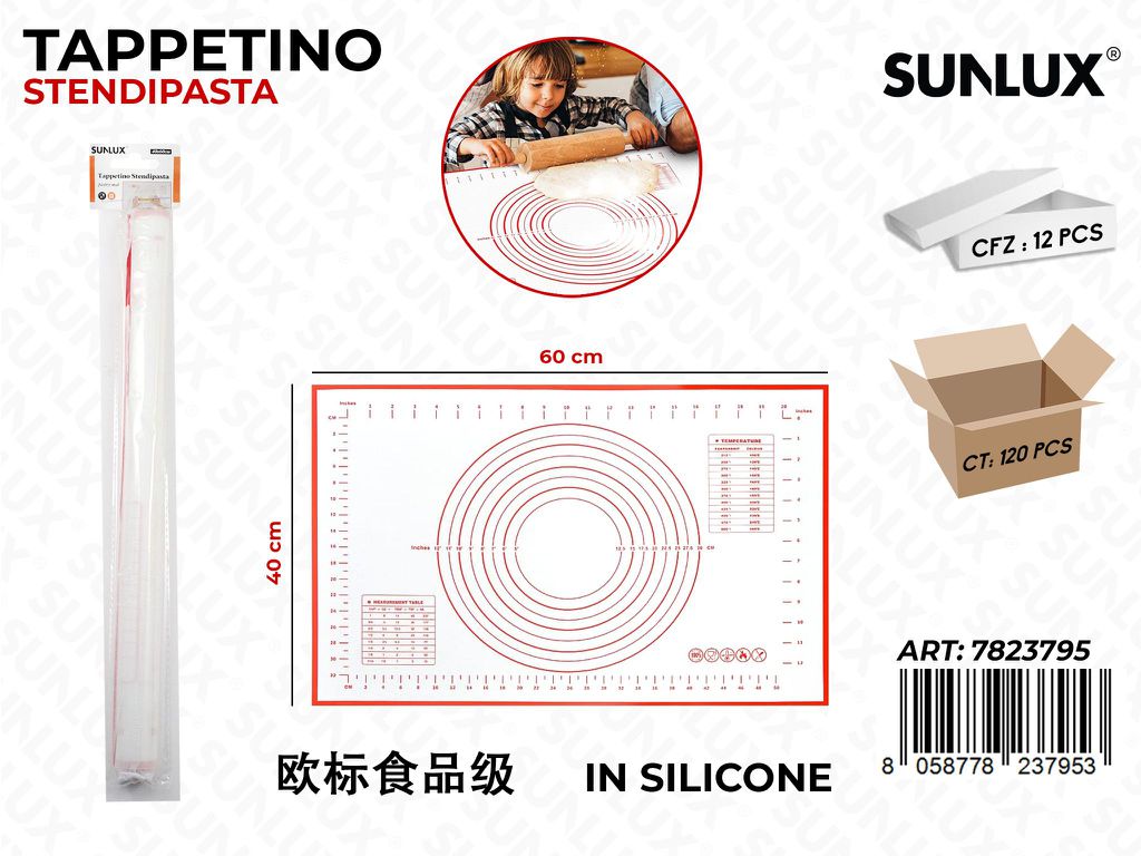 Sunlux Tappeto Stendipasta Silicone 60*40CM
