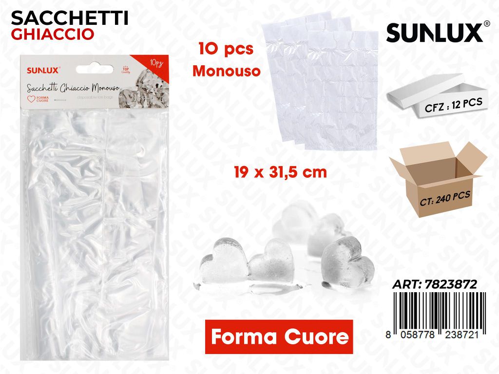 Sunlux Sacchetti Ghiaccio Cuore 10PCS 19*31.5CM