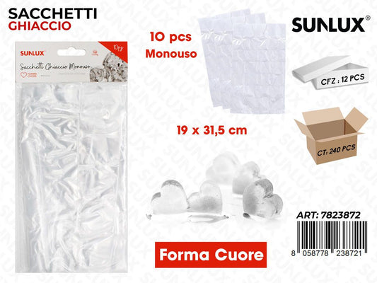 Sunlux Sacchetti Ghiaccio Cuore 10PCS 19*31.5CM