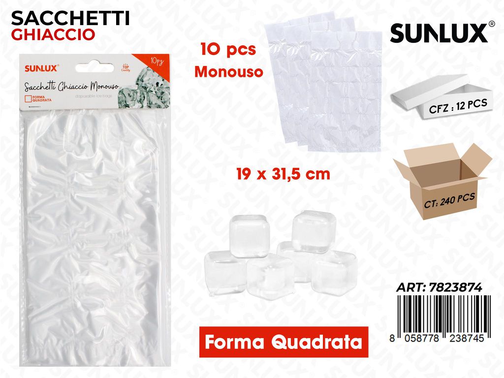 Sunlux Sacchetti Ghiaccio Quadrata 10PCS 19*31.5CM
