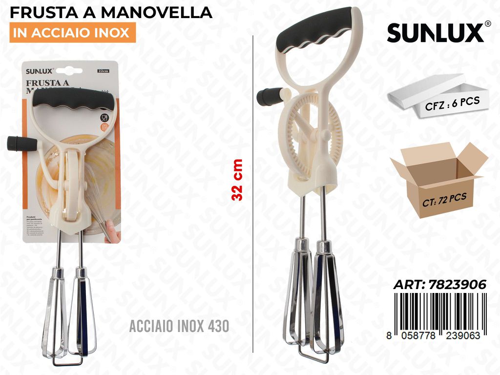 Frusta a Manovella in Acciaio 430 32CM