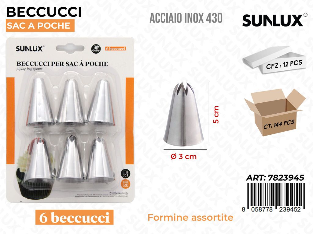 Sunlux Beccucci Sac a Poche ACC.430 6PCS 3*5CM