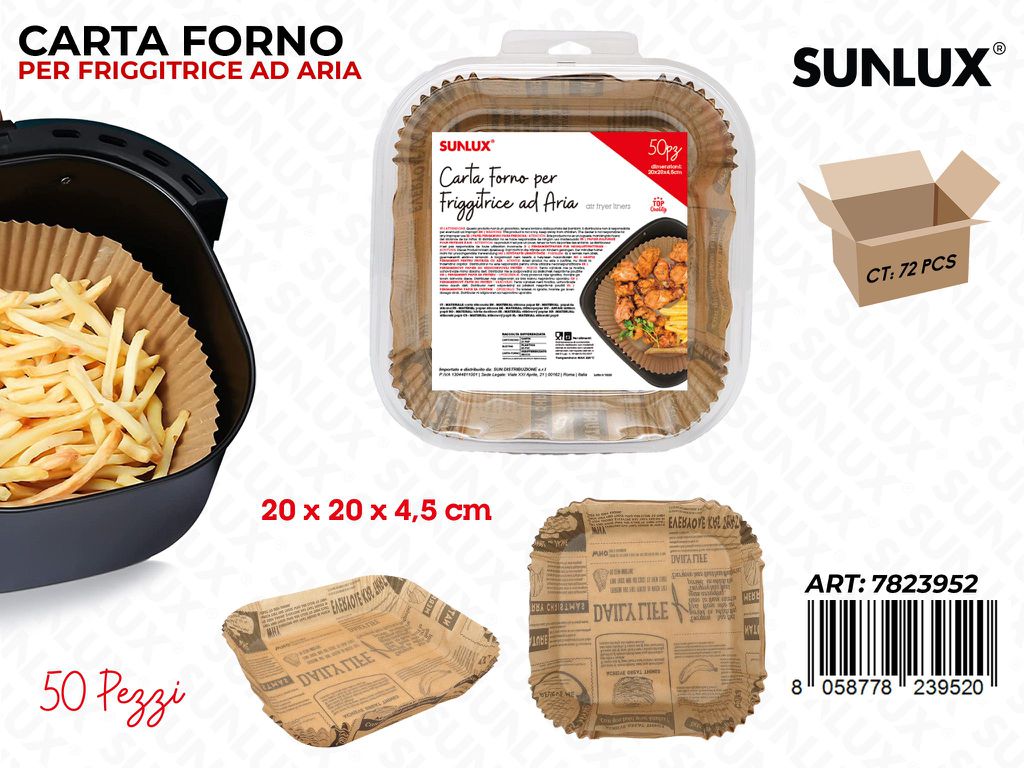 Sunlux Carta Forno per Frigg. Aria 50PCS 20*20*4.5CM