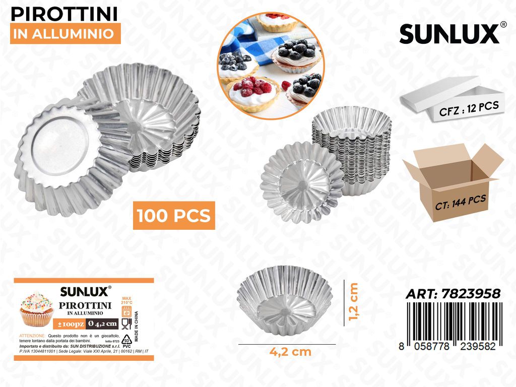 Sunlux Pirottini in Alluminio 100PCS 4.2*1.2CM