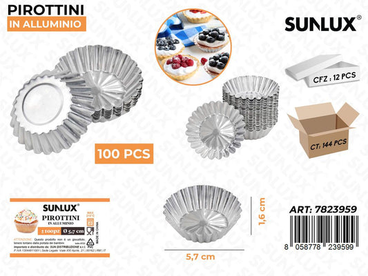 Sunlux Pirottini in Alluminio 100PCS 5.7*1.6CM