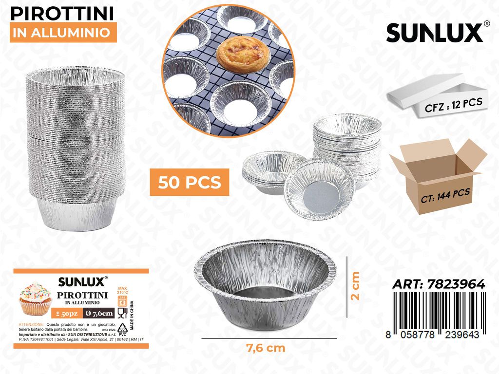 PIROTTINI IN ALLUMINIO 50PCS 7.6*2CM /PZ DA 12**