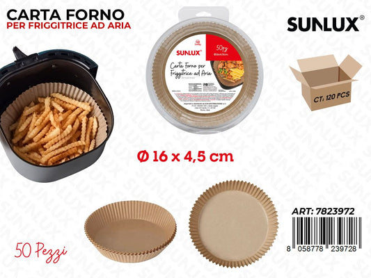 Sunlux Carta Forno per Frigg. Aria 50PCS D.16*4.5CM