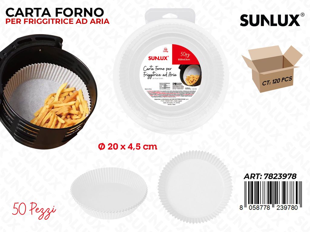 Sunlux Carta Forno per Frigg. Aria 50PCS D.20*4.5CM
