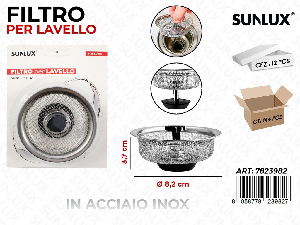 Sunlux Filtro per Lavello Acc. Inox 8.2*3.7CM