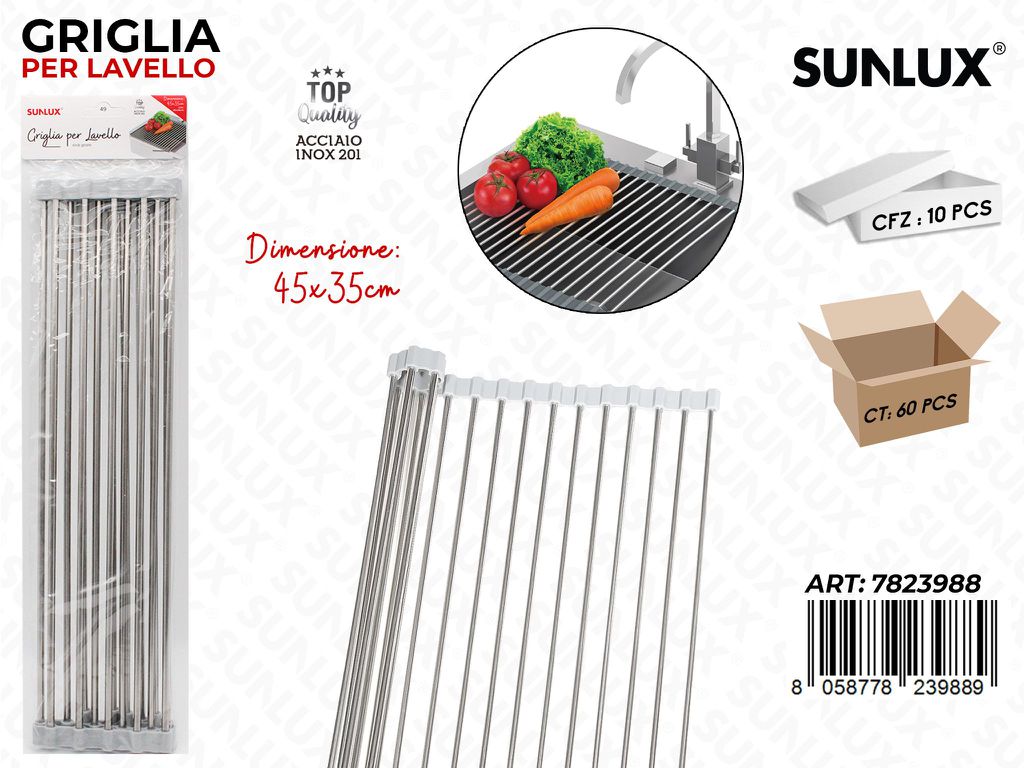 Sunlux Griglia per Lavello Acciaio 201 45*35CM