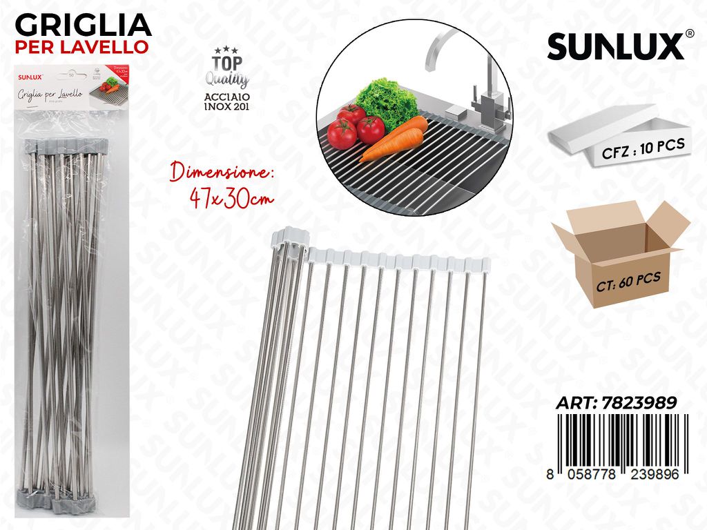 Sunlux Griglia per Lavello Acciaio 201 47*30CM