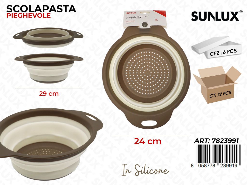 Sunlux Scolapasta Pieghevole Silicone 29*24CM