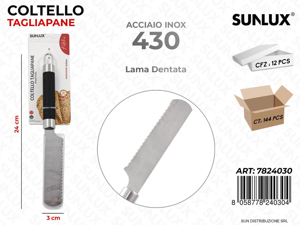 Coltello Tagliapane in Acciaio 430 3*24CM