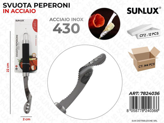 Svuota Peperoni in Acciaio 430 2*22CM