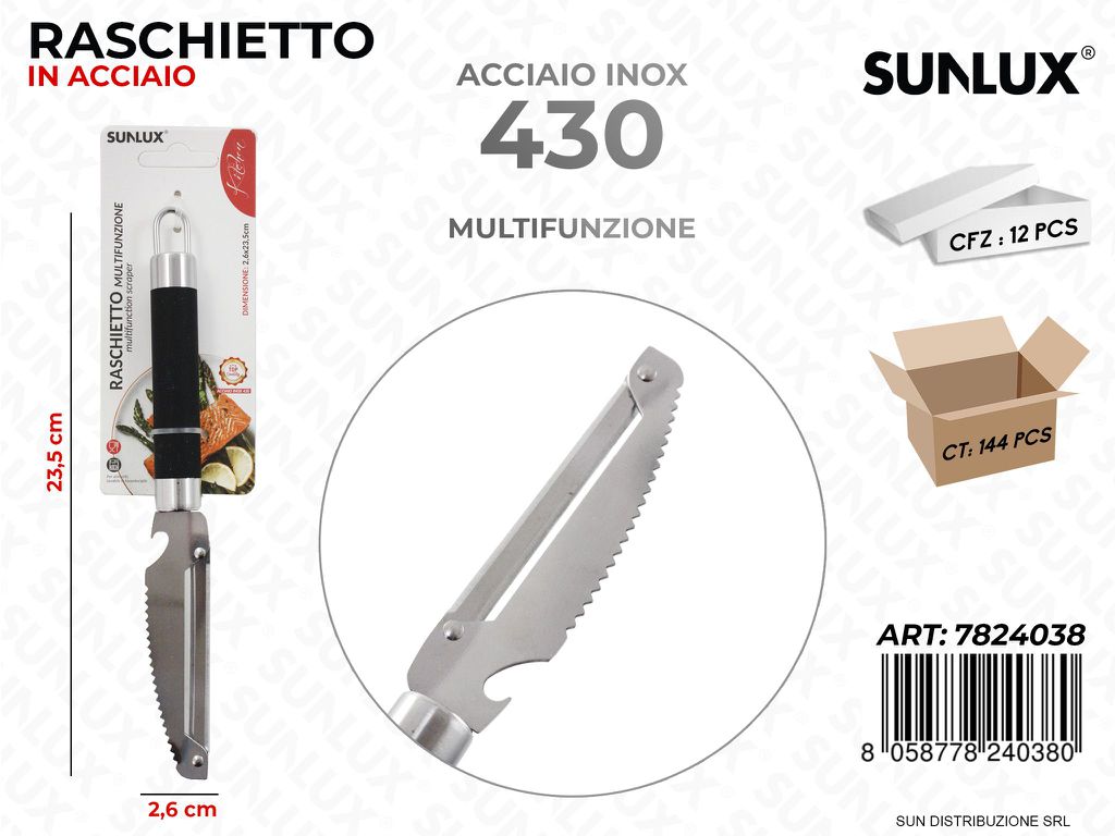 Raschietto in Acciaio 430 M.funz. 2.6*23.5CM