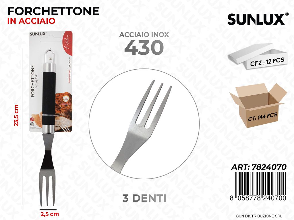 Forchettone in Acciaio 430 3DENTI 2.5*23.5CM