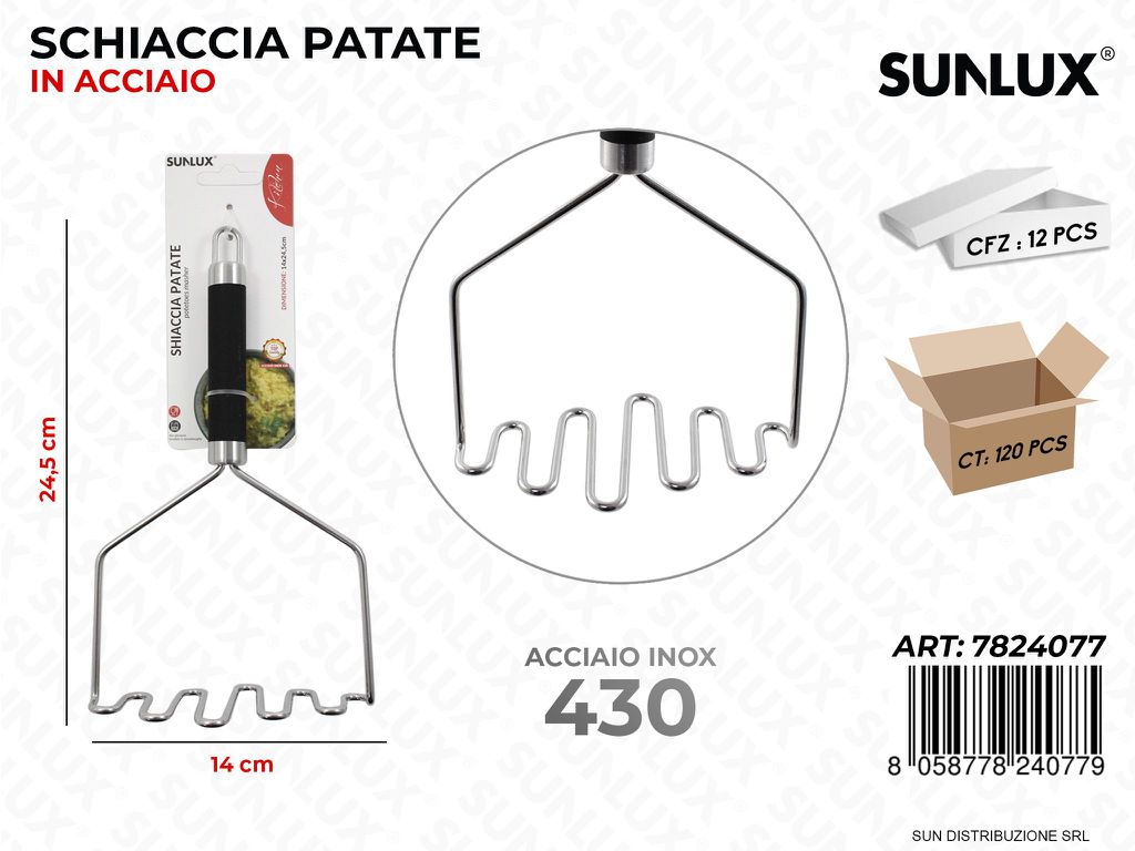 Schiaccia Patate in Acciaio 430 14*24.5CM