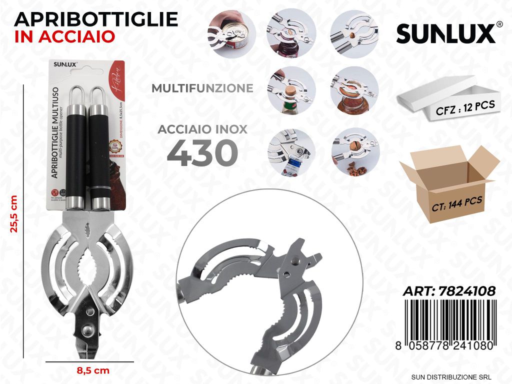 Apribottiglie M.funz. in Acciaio 430 8.5*25.5CM