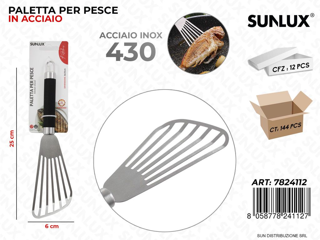 Paletta per Pesce in Acciaio 430 6*25CM