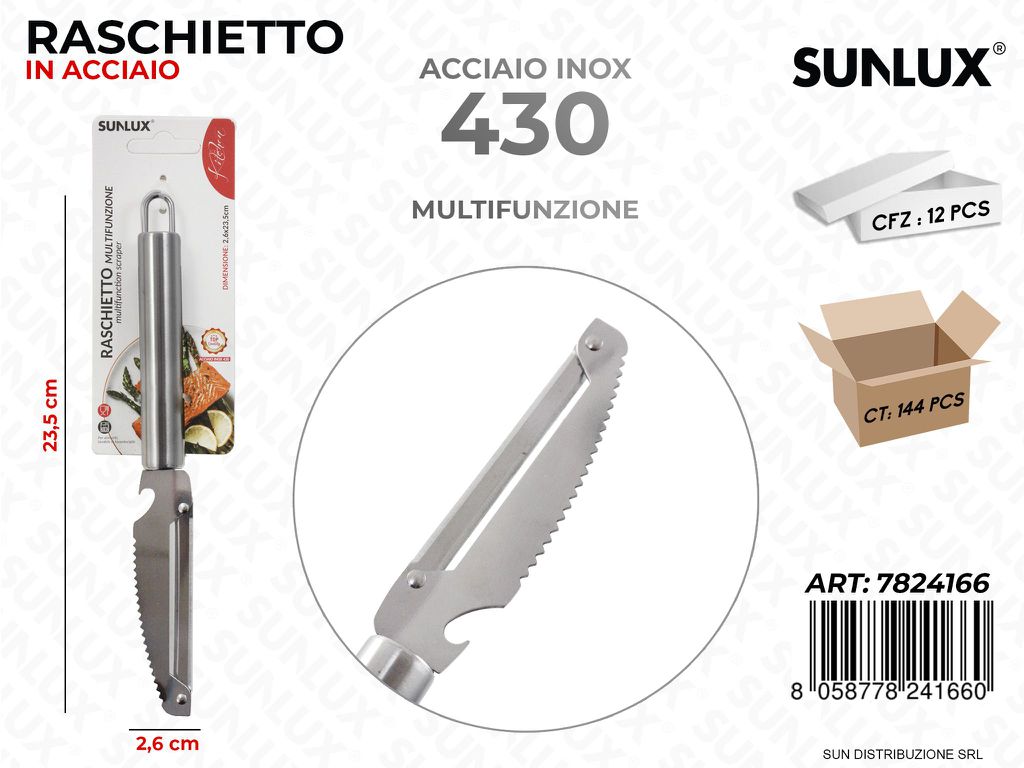 Raschietto in Acciaio 430 M.funz. 2.6*23.5CM