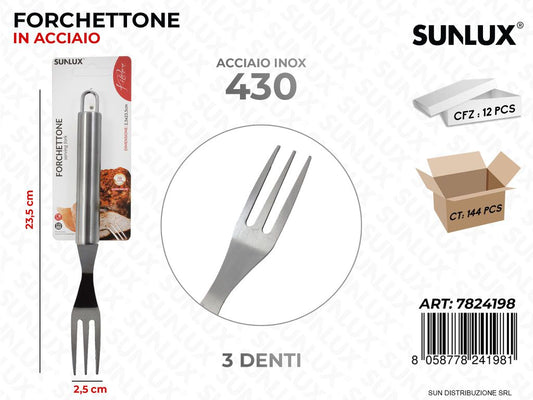 Forchettone in Acciaio 430 3DENTI 2.5*23.5CM