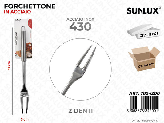 Forchettone in Acciaio 430 2DENTI 3*33CM