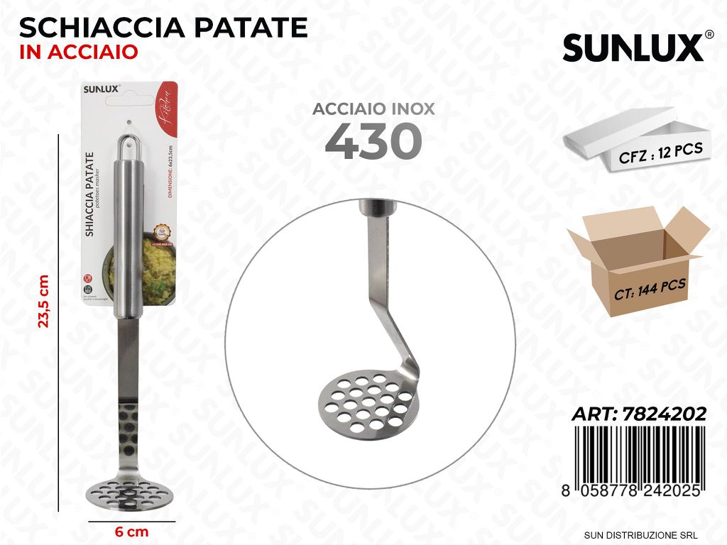 Schiaccia Patate in Acciaio 430 6*23.5CM