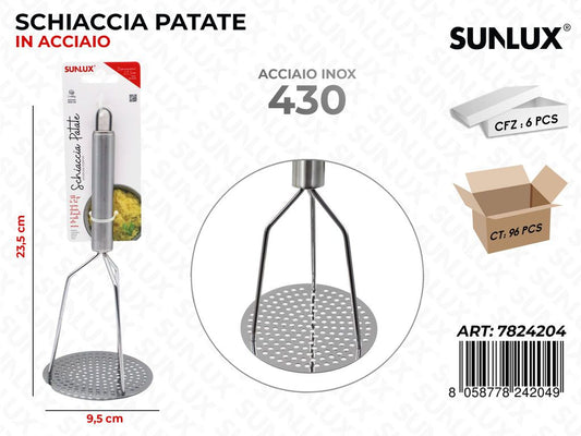 Schiaccia Patate in Acciaio 430 9.5*23.5CM