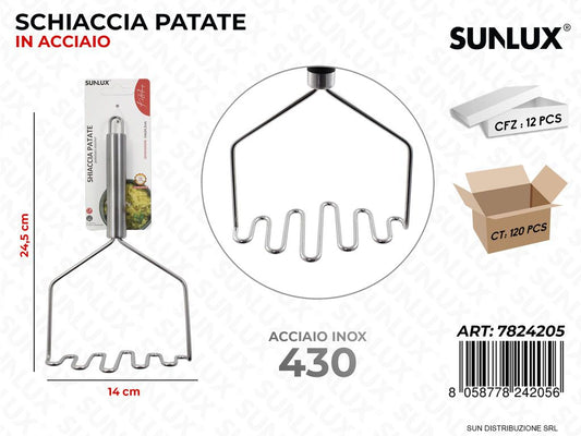 Schiaccia Patate in Acciaio 430 14*24.5CM