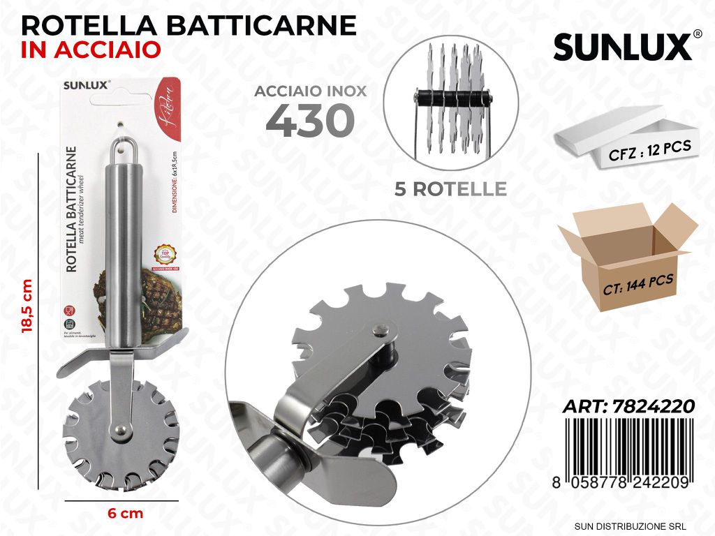 Rotella Batticarne in Acciaio 430 6*18.5CM