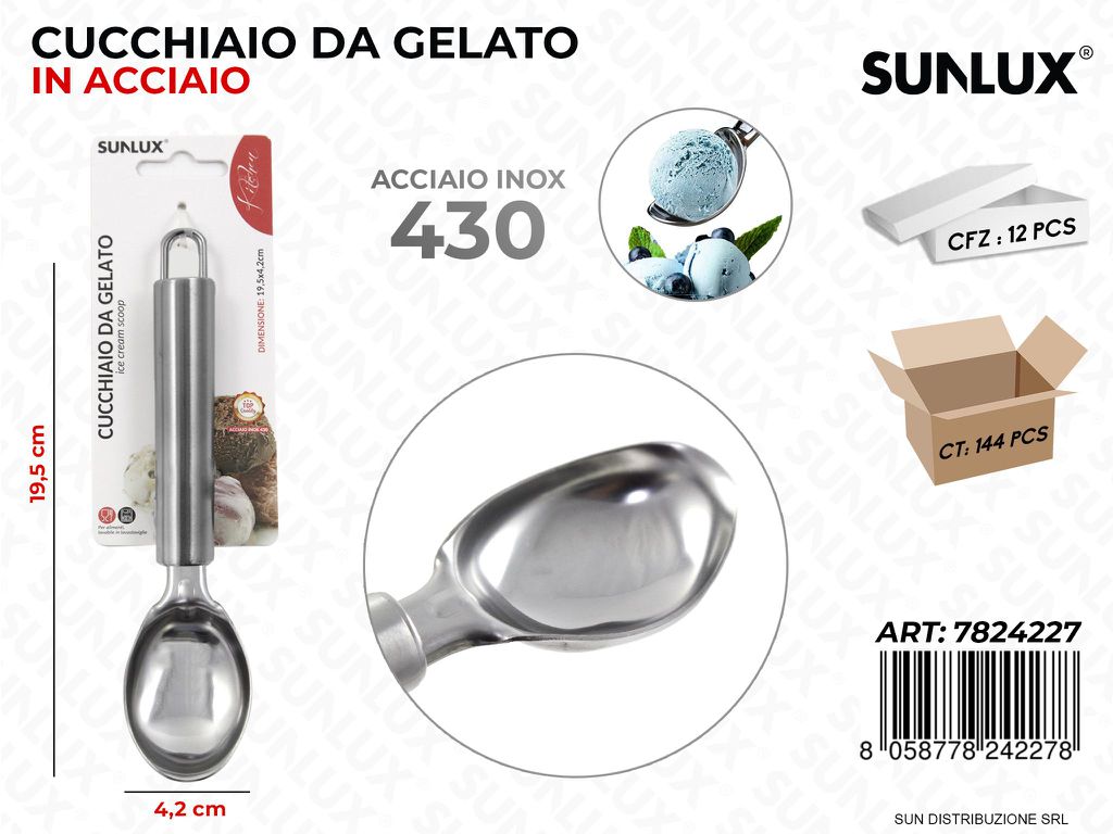 Cucchiaio da Gelato in Acciaio 430 4.2*19.5CM