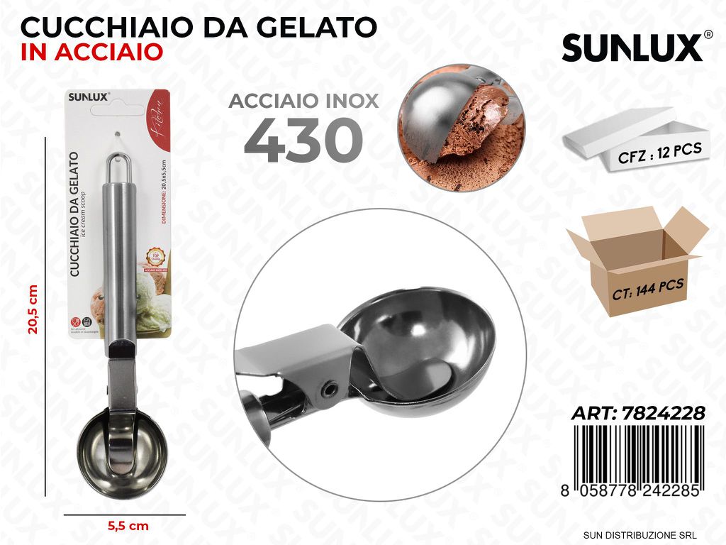 Cucchiaio da Gelato in Acciaio 430 5.5*20.5CM