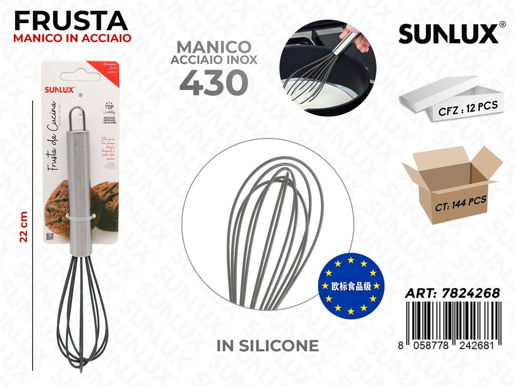 Frusta in Silicone e Acciaio 430 22CM