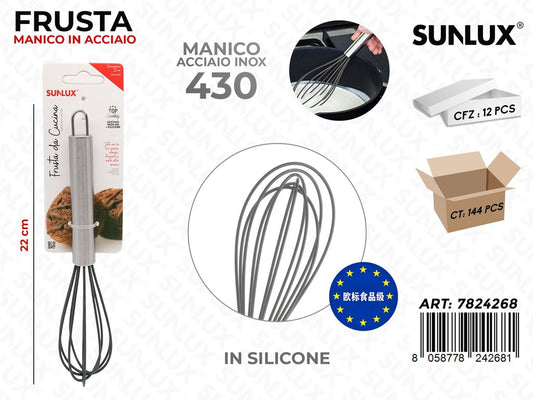 Frusta in Silicone e Acciaio 430 22CM