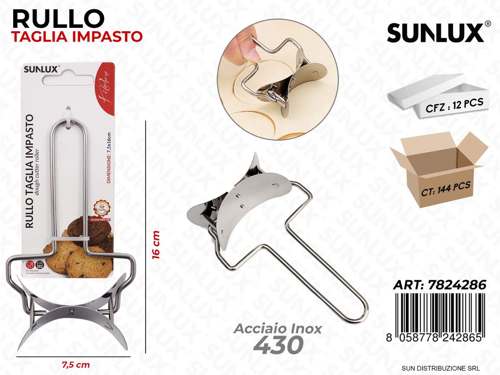Rullo Taglia Impasto in Acciaio 430 7.5*16CM