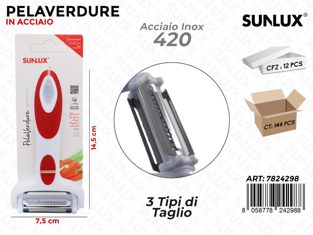 Pelaverdure in Acciaio 420 3TAGLI 5.5*17CM