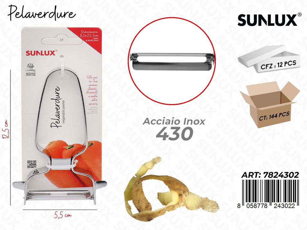 Pelaverdure in Acciaio 430 12.5*5.5CM