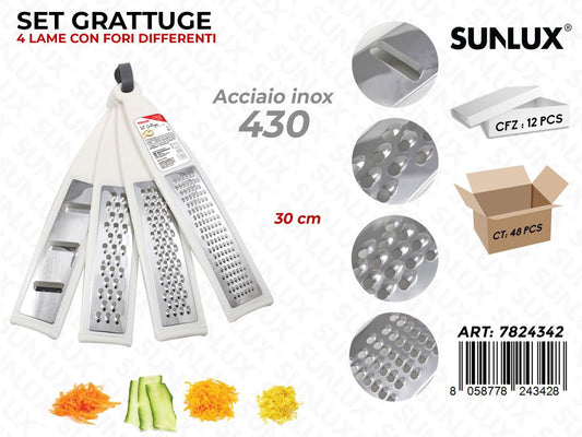 Set 4 Grattuge Ass.acciaio 430 30CM
