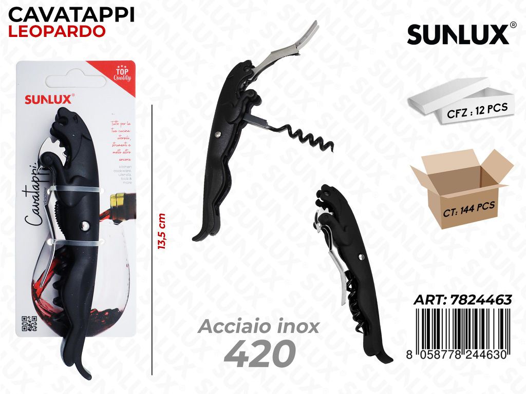 Cavatappi Leopardo Acciaio 420 13.5CM