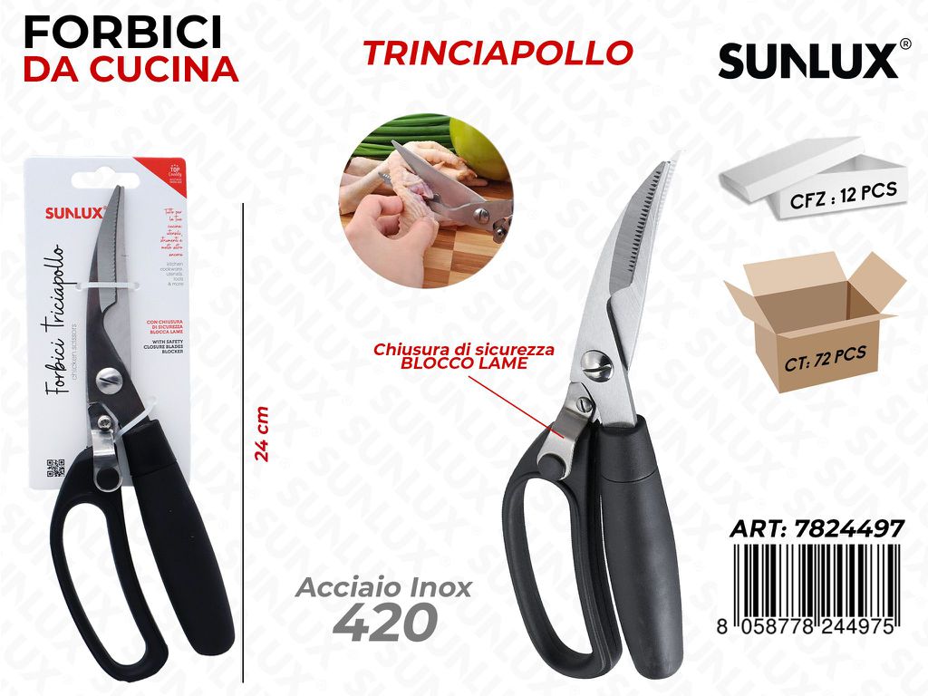 Forbici Trinciapollo in Acciaio 420 24CM