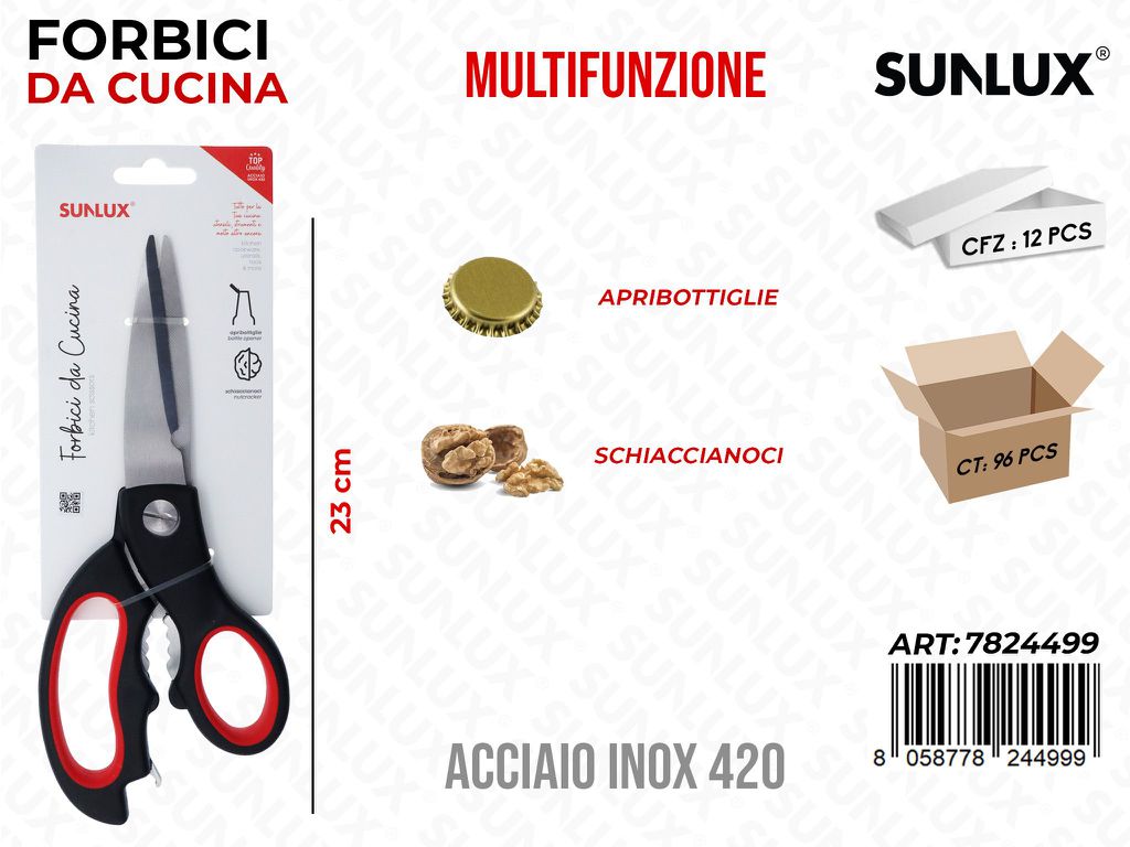 Forbici da Cucina Acciaio 420 Multifunz. 23CM