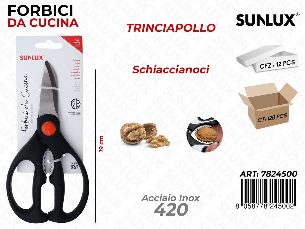 Forbici Trinciapollo Multifunz. Acciaio 420 19CM