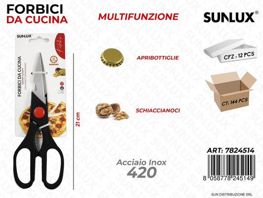 Forbici da Cucina Multifunz. Acciaio 420 21CM
