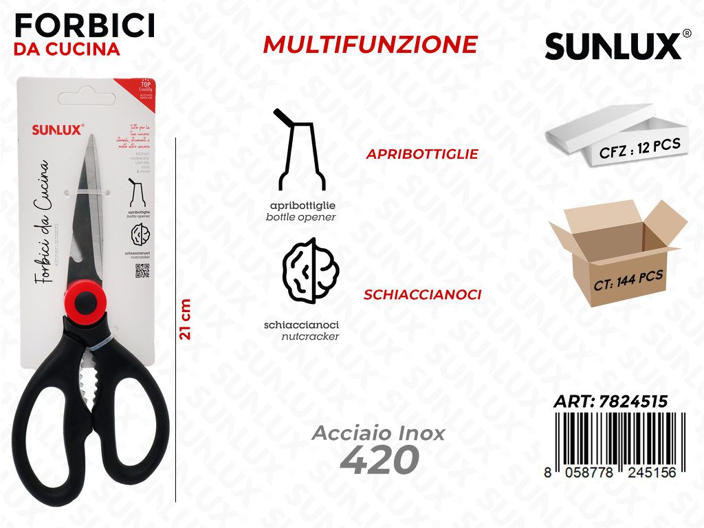 Forbici da Cucina Multifunz. Acciaio 420 21CM