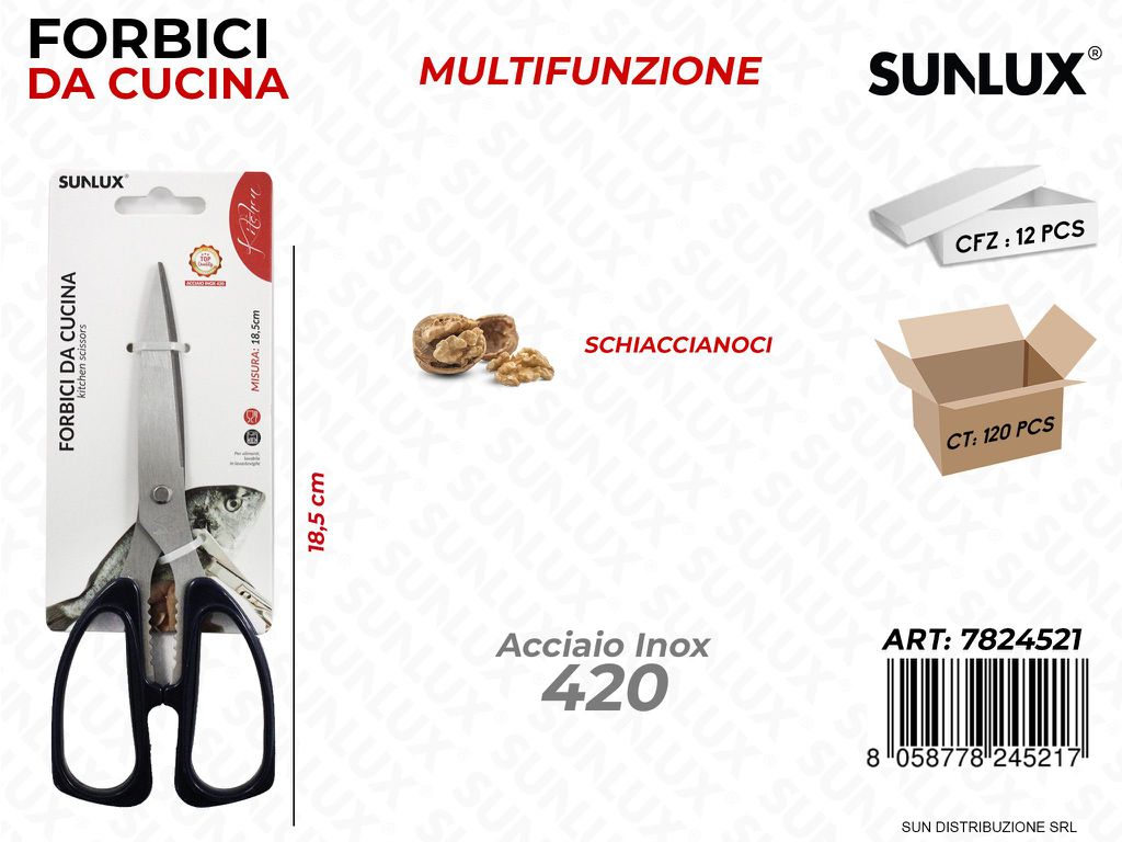 Forbici da Cucina Multifunz. Acciaio 420 18.5CM